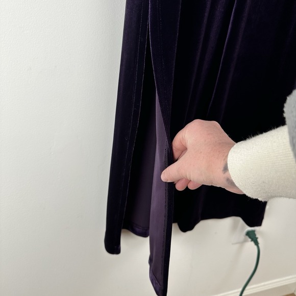 Carole Little Velvet Dress Size 4 Purple Beaded Sequin Whimsygoth Fairy‎  Floral - Picture 7 of 11